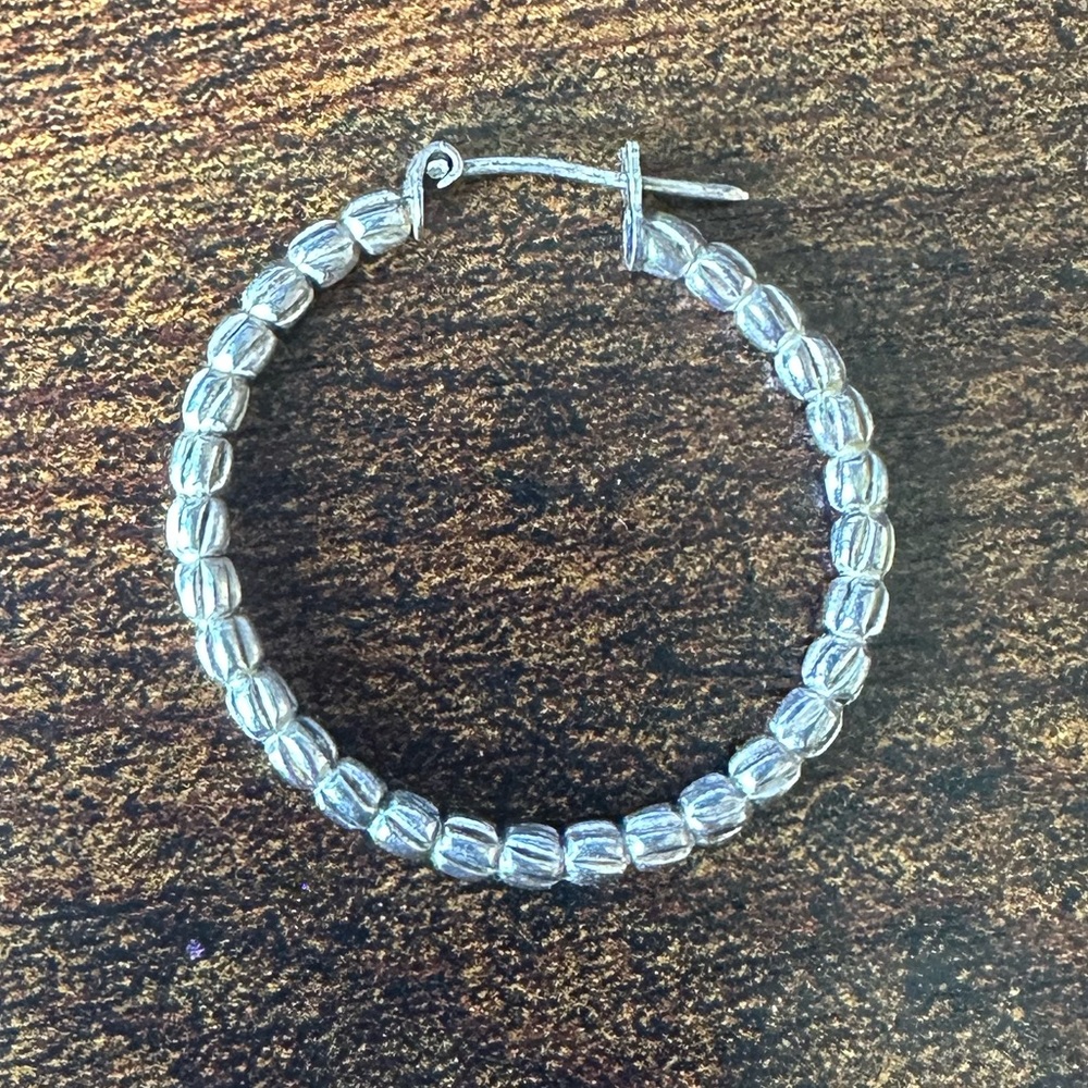 QVC Sterling Silver 925 Textured Hoop Earrings - Picture 8 of 8